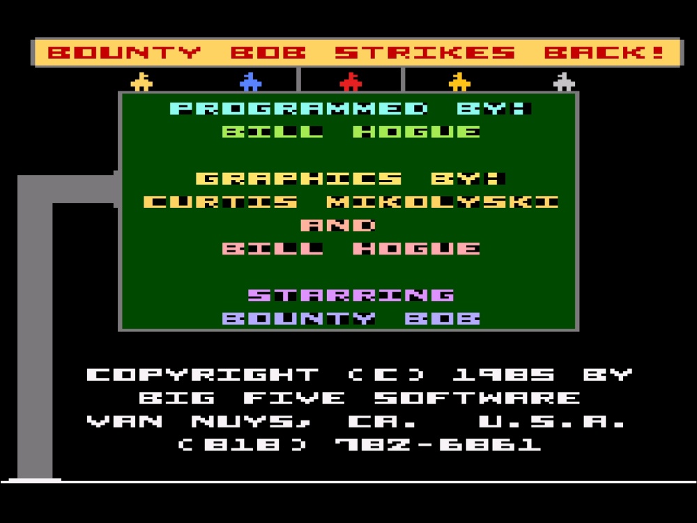 Title Screen of Bounty Bob Strikes Back for Atari 5200
